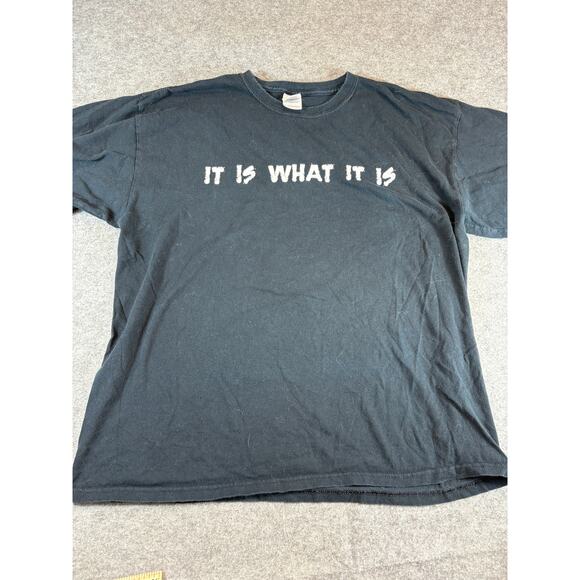 Vintage Y2K It Is What It Is Graphic Shirt Mens XL Black Cotton Statement Tee - Picture 1 of 5